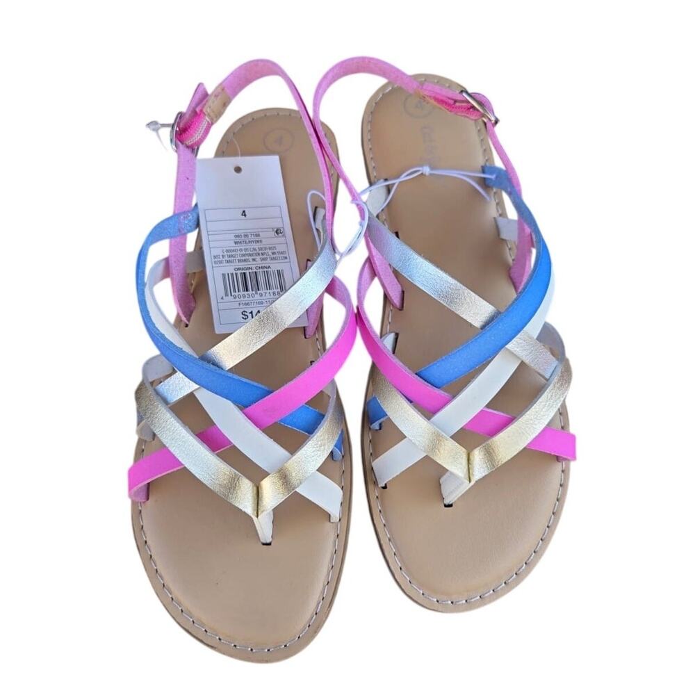 Cat & Jack Hydee Sandals Multicolor Straps Girls Size 4 New in Box